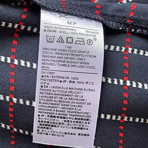 Banana Republic Women’s Long Sleeve Tie Neck Blue Plaid Blouse size MP - Picture 5 of 8